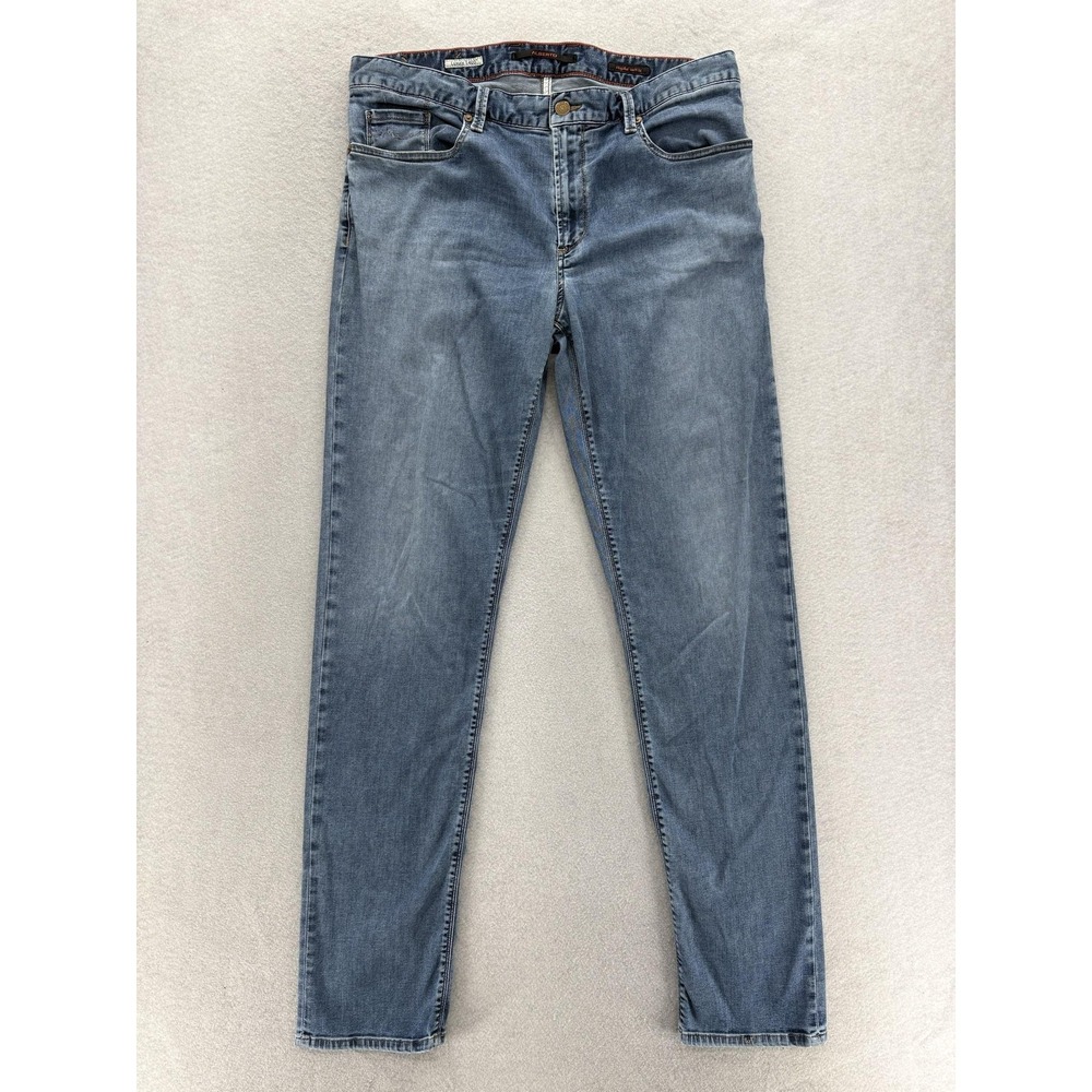 Alberto Luxury T400 Pipe Jeans Mens 35x34 Blue Medium Wash Slim Tapered Denim